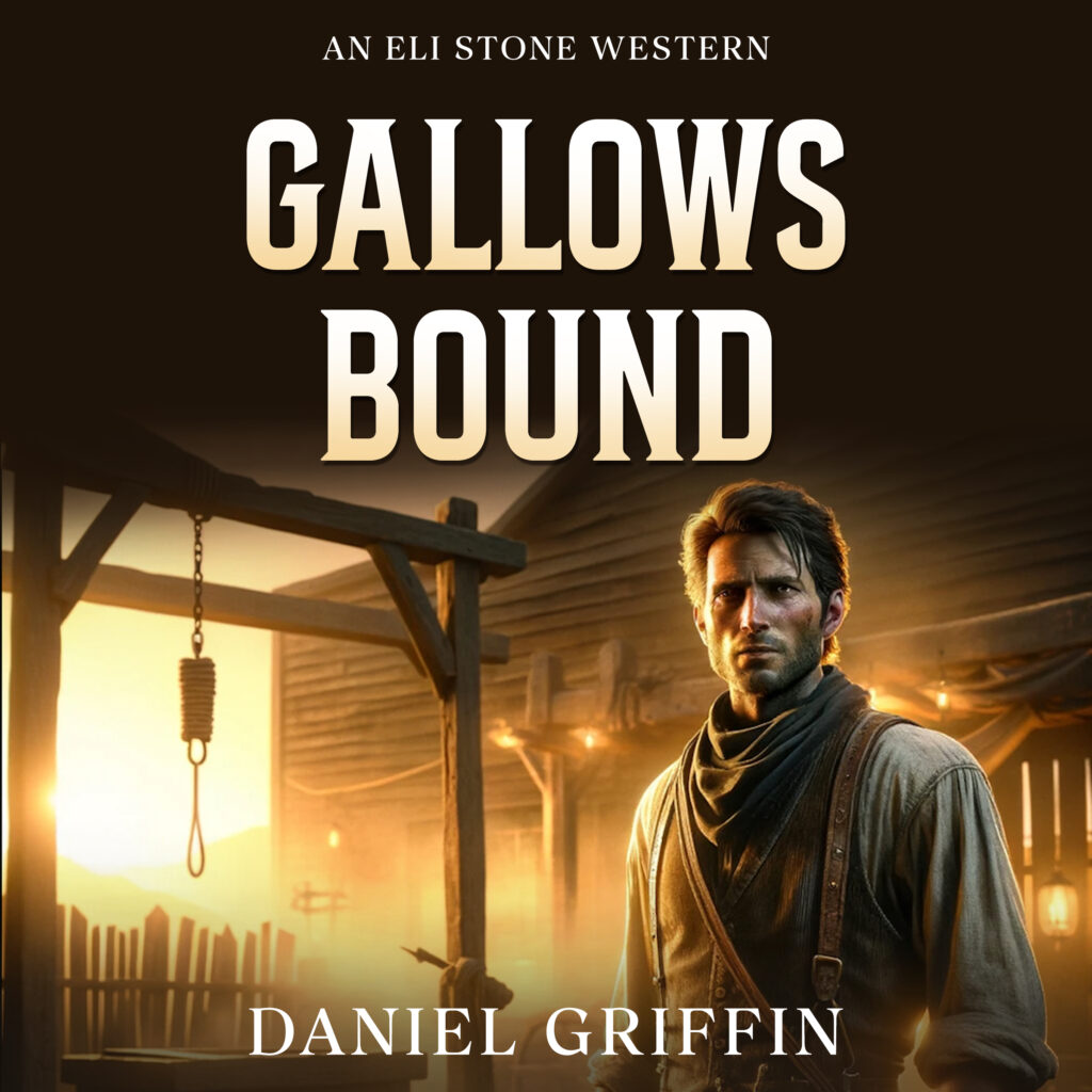 Gallows with man in foreground