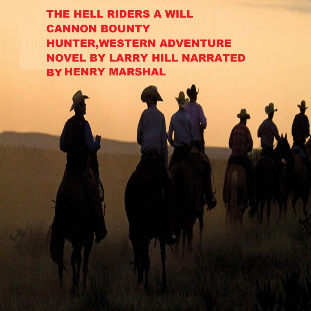 Group of cowboys on horses silhouetted against the skyline